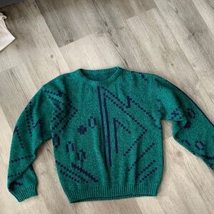 Teal Geometric Crewneck Sweater